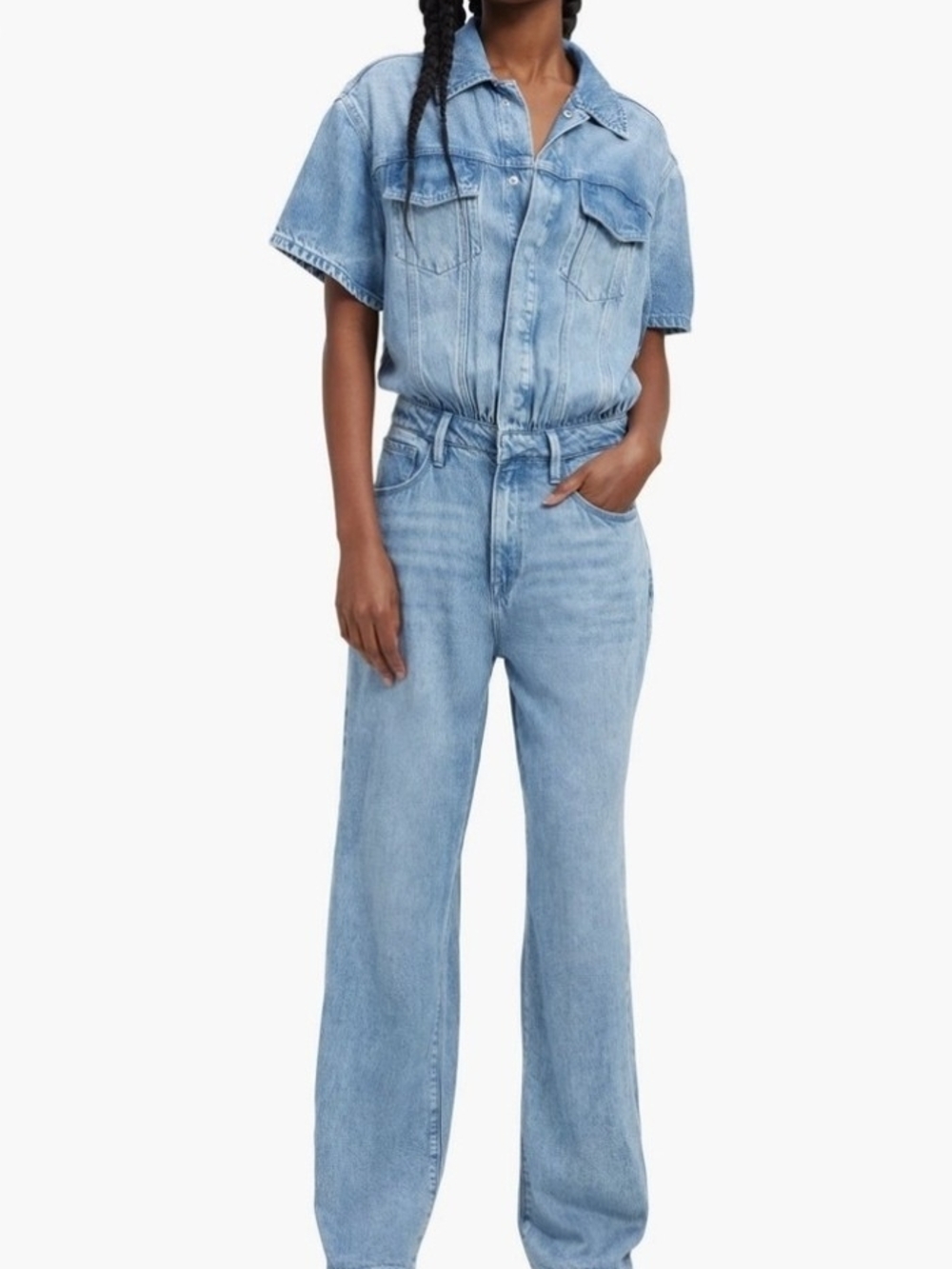 Good American Weightless Denim Jumpsuit in Indigo